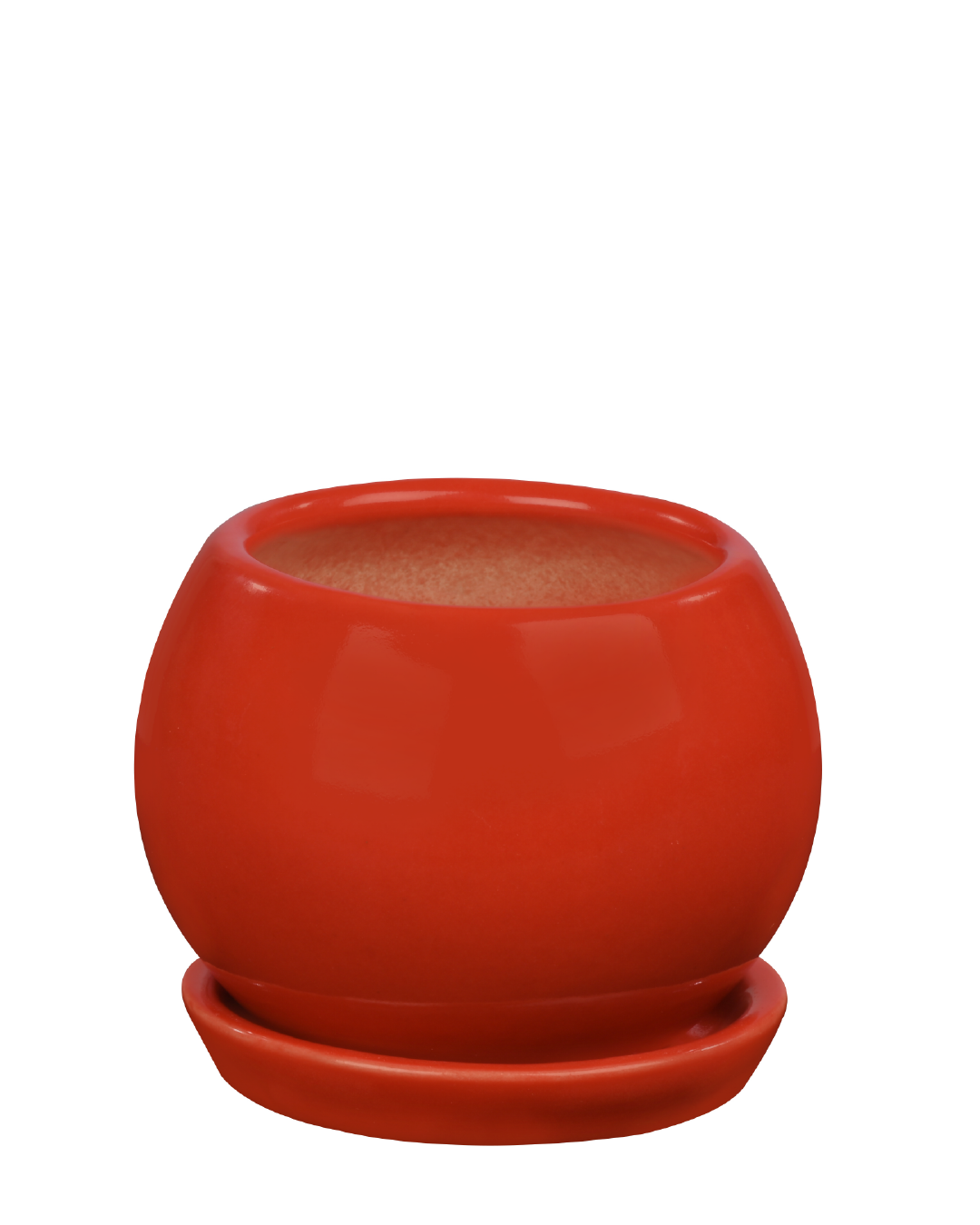PETIT NEST (Ceramic Round planter with plate- Red)
