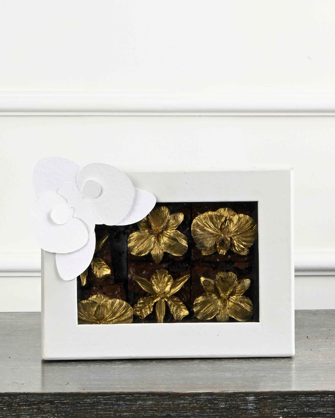 Gold dusted Orchid Brownie Box of 6
